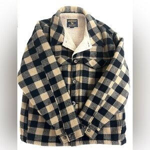 Woolrich Wool Checkered Shirt Jacket - Black and Tan